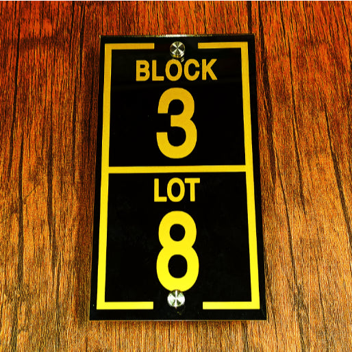 House Number / Acrylic Signage 5"X9" Double Layer w/ Bolt & Screw Home Address Plate  BLK LOT Number