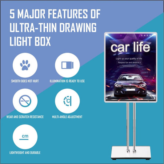 LED Ultra Thin Display Light Box Floor Stand / Mall Restaurant Cosmetic Shop Store Building Standee
