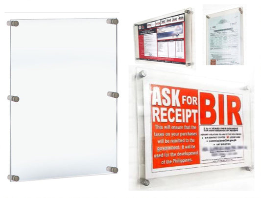 Big Size 3mm Wall Acrylic Frame w Bolt / Office Business Permit Certificate Document Poster Photo