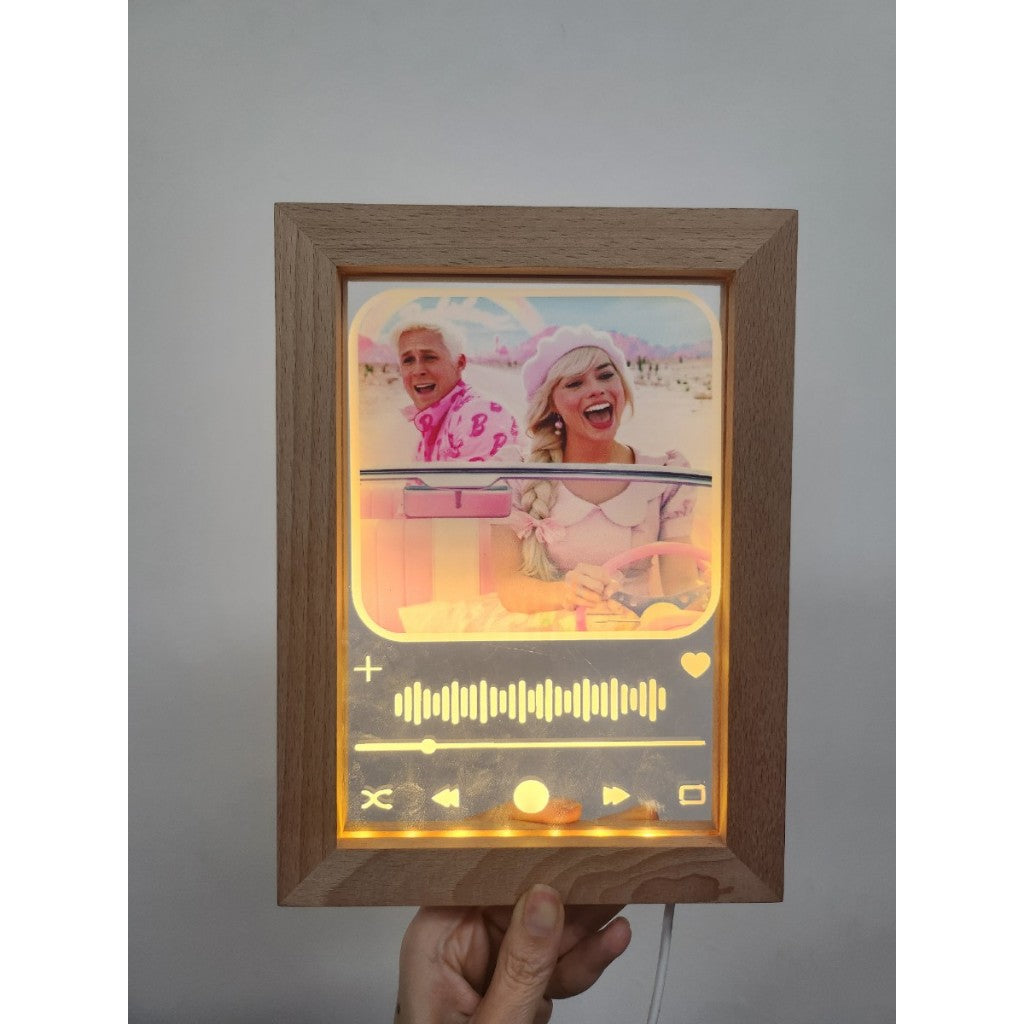 Customized Acrylic LED Lamp Wooden Frame / Personalized Picture Photo Portrait Landscape Event Gift