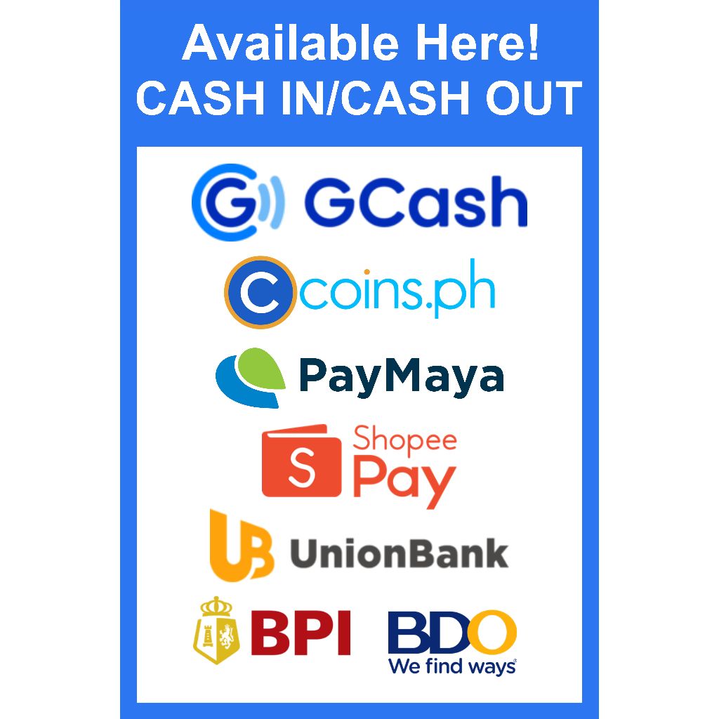 Gcash Banner Tarpaulin Paymaya Shopee Pay Cash-in Cash-out Smart Globe Rates Load Bills Payment Tarp