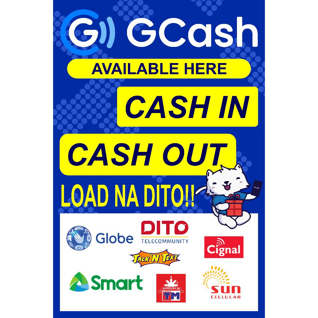 Gcash Banner Tarpaulin Paymaya Shopee Pay Cash-in Cash-out Smart Globe Rates Load Bills Payment Tarp