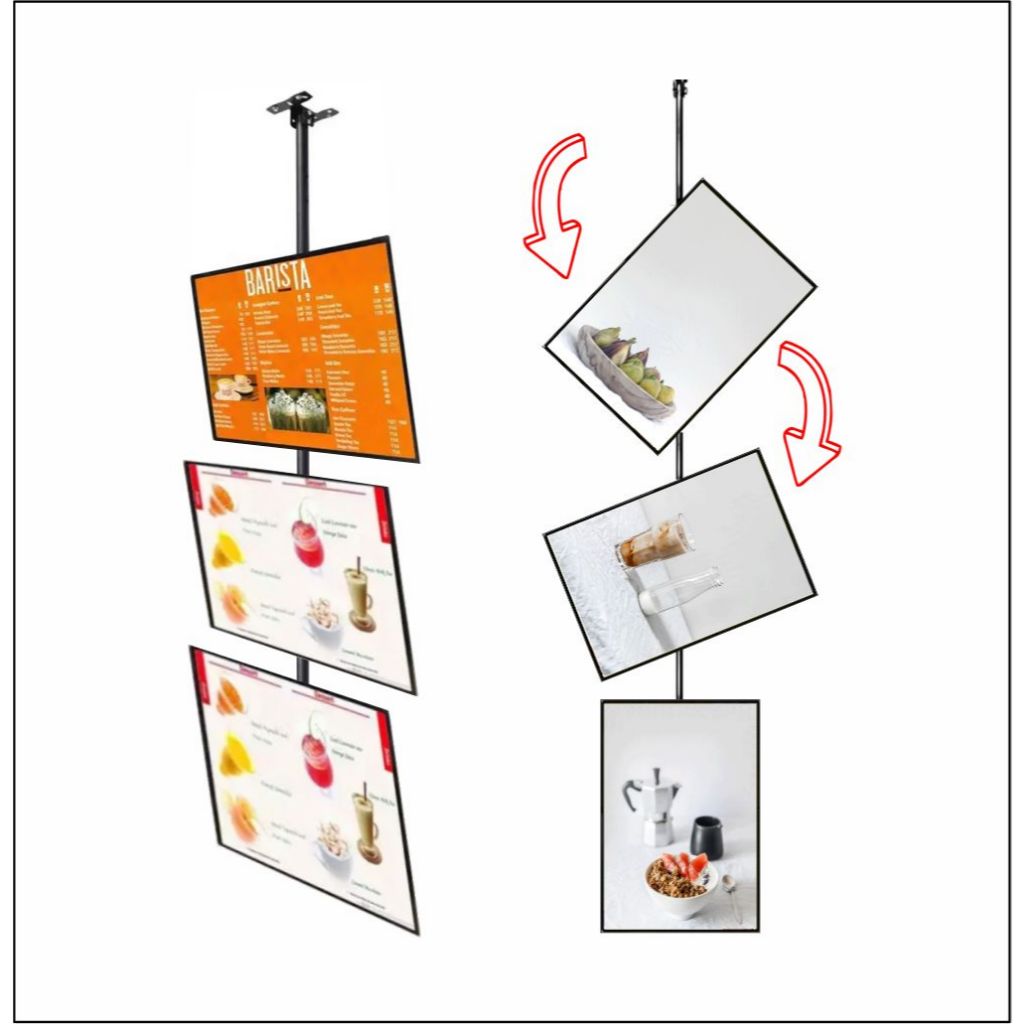 3 Layer Hanging LED Display Light Box A4 A3 / Sign Menu Mall Restaurant Shop Store Cafe Real Estate