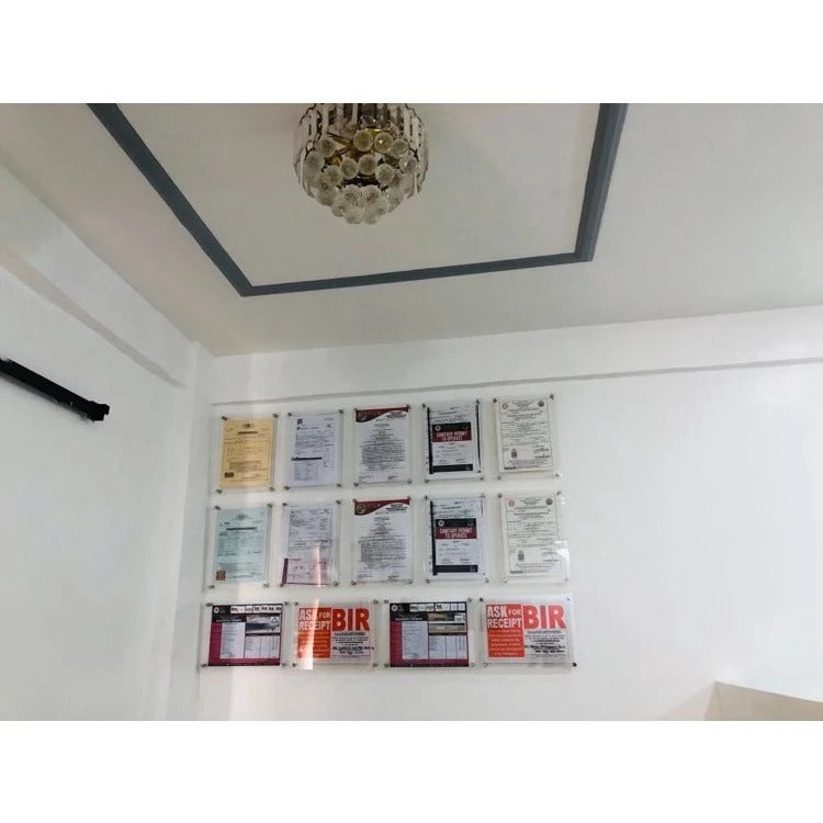 A4 A3 Size Wall Acrylic Frame w Bolt / Office Business Permit Certificate Document Poster Photo