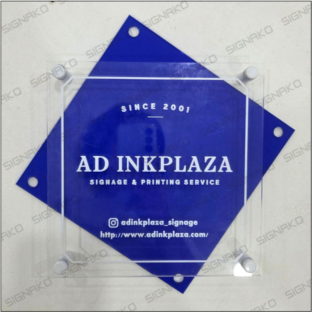 Office Signage #2) Double-Layer Acrylic w/ UV Direct Print & Bolt / Store Shop Door Sign Name Plate