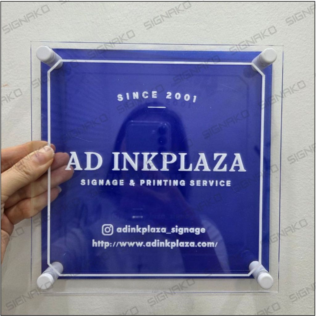Office Signage #2) Double-Layer Acrylic w/ UV Direct Print & Bolt / Store Shop Door Sign Name Plate